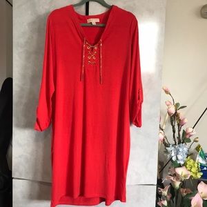Coral Michael Kors dress with chain detail